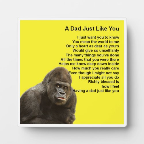 Dad  Poem Plaque  _  Gorilla  Design
