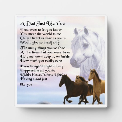 Dad  Poem Plaque  _  Horses  Design