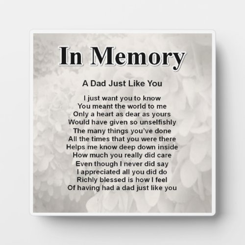 Dad  Poem Plaque  _  In Memory   Design