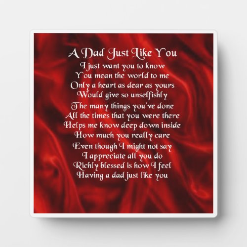 Dad  Poem Plaque  _  Red Silk  Design
