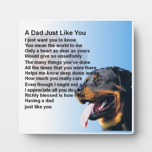 Dad  Poem Plaque  _  Rottweiller Dog  Design