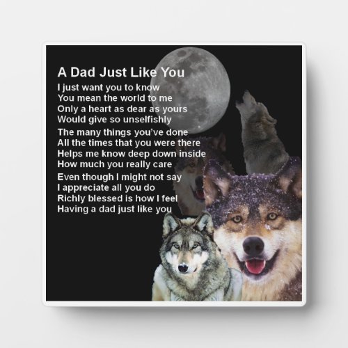 Dad  Poem Plaque  _  Wolf  Design