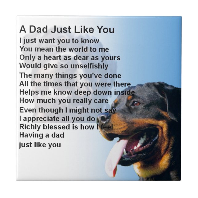 Dad Poem - Rottweiler Design Ceramic Tile (Front)