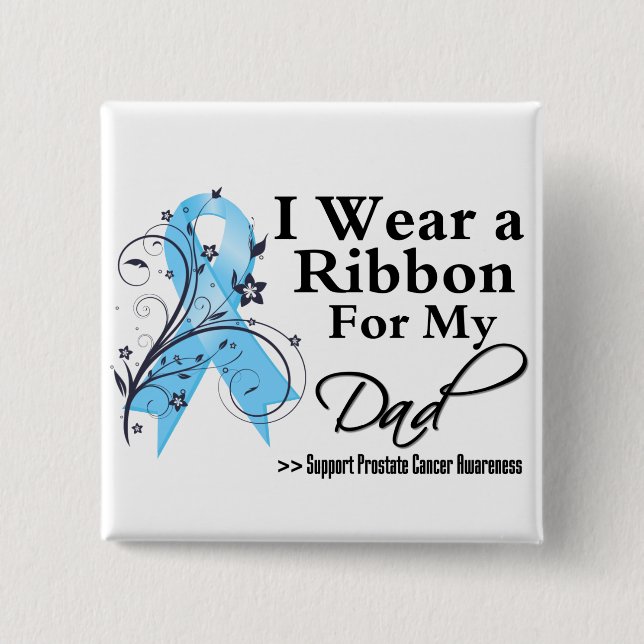 Dad Prostate Cancer Ribbon Pinback Button (Front)