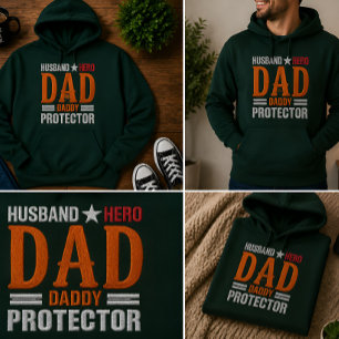 Dad Protector Hero Gift Embroidered Hoodie