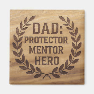 Dad: Protector, Mentor, Hero: Engraved Image Magnet