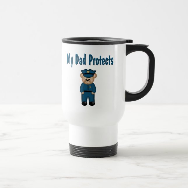 Dad Protects Policeman Bear Travel Mug (Right)