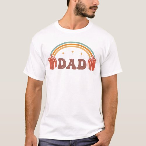 Dad Pumpkin Halloween Groovy Fall Season T_Shirt