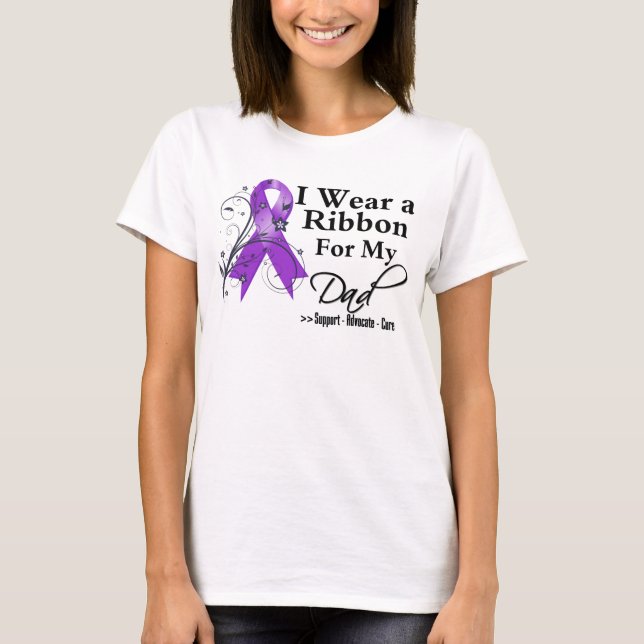 Dad Purple Ribbon - Pancreatic Cancer T-Shirt (Front)