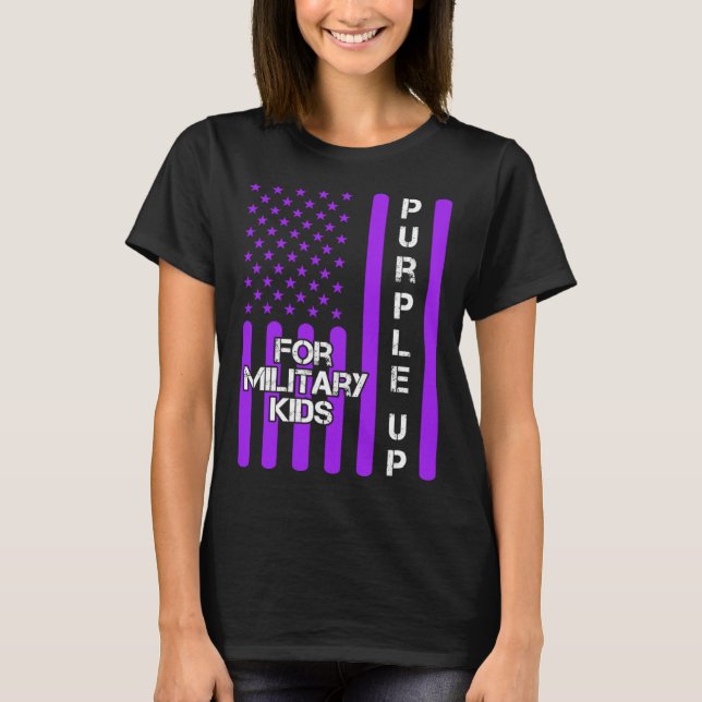 Dad Purple Up Military Child Kids Appreciation Ame T-Shirt (Front)