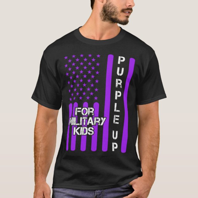 Dad Purple Up Military Child Kids Appreciation Ame T-Shirt (Front)
