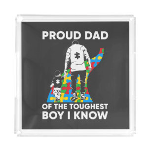 Dad Puzzle Autism Awareness Gift for Birthday Acrylic Tray