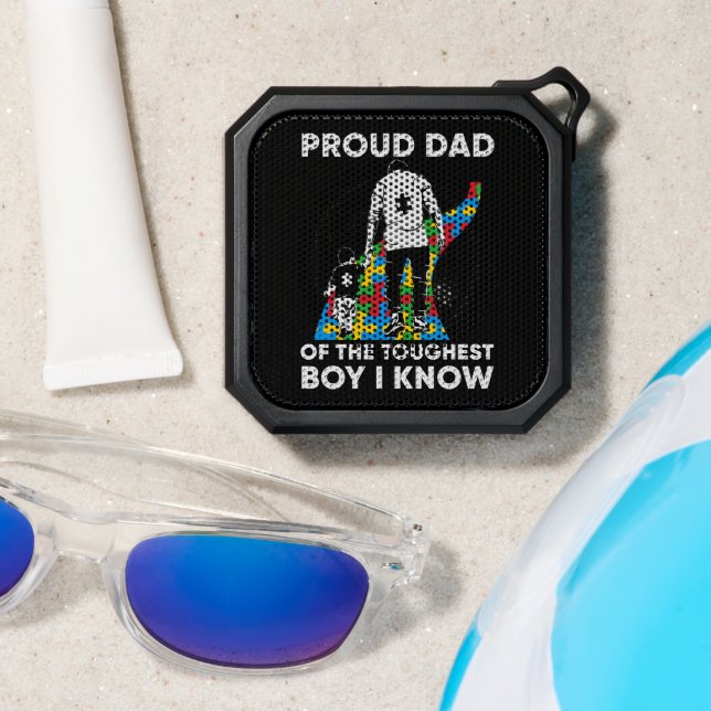 Dad Puzzle Autism Awareness Gift for Birthday Bluetooth Speaker (Insitu(Beach))