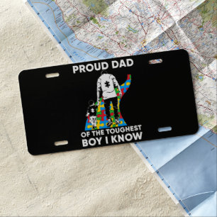 Dad Puzzle Autism Awareness Gift for Birthday License Plate