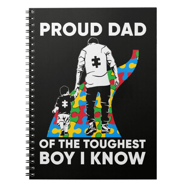 Dad Puzzle Autism Awareness Gift for Birthday Notebook (Front)
