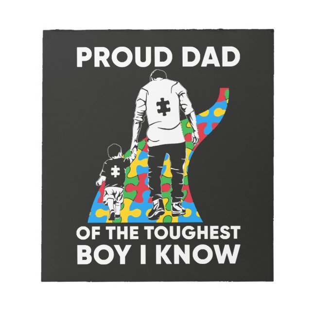 Dad Puzzle Autism Awareness Gift for Birthday Notepad (Front)