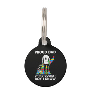 Dad Puzzle Autism Awareness Gift for Birthday Pet ID Tag