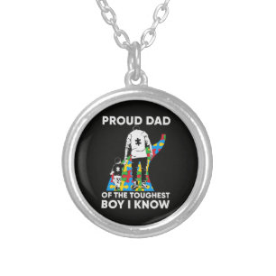 Dad Puzzle Autism Awareness Gift for Birthday Silver Plated Necklace