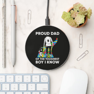 Dad Puzzle Autism Awareness Gift for Birthday Wireless Charger