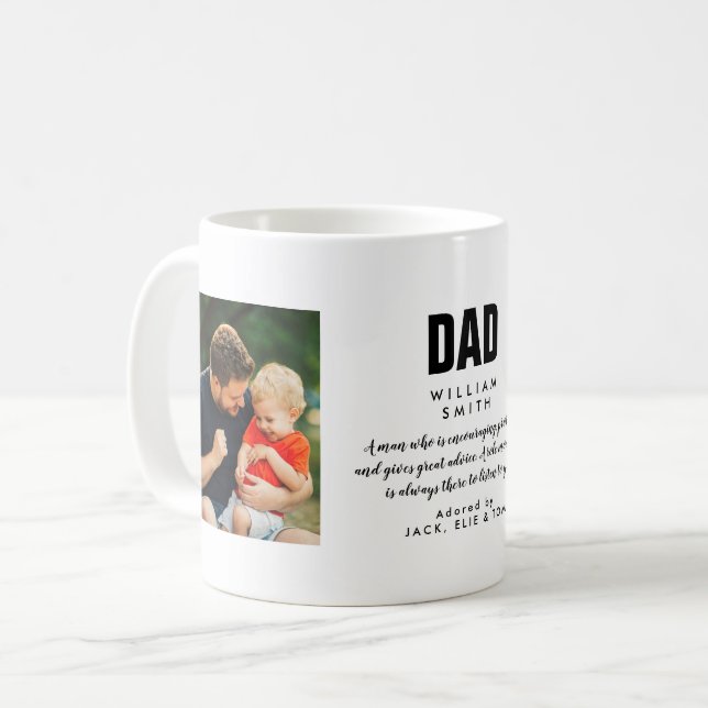 Dad Quote Modern Cool Photo Coffee Mug (Front Left)