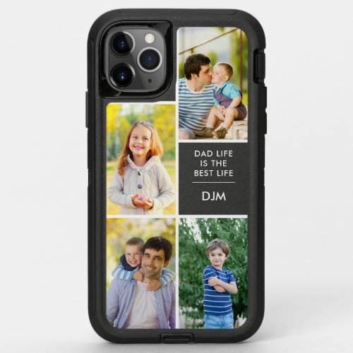 Dad Quote with 4 Custom Photos and Initials OtterBox Defender iPhone 11 Pro Max Case