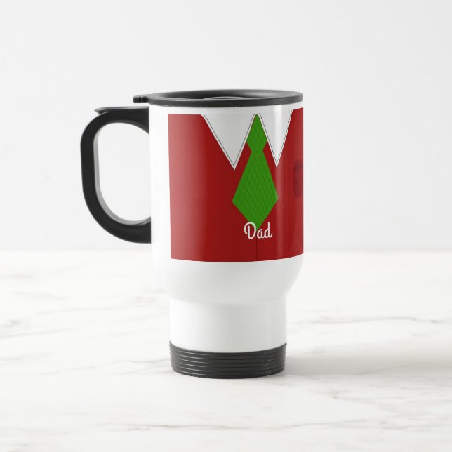 Dad Red Dress Shirt and Tie Travel Mug (Left)