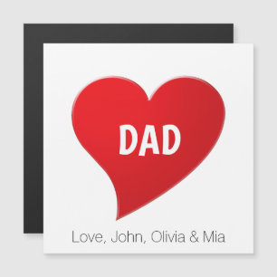 Dad red heart personalized cute magnetic card 