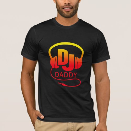 Dad red yellow DJ headphones T_Shirt