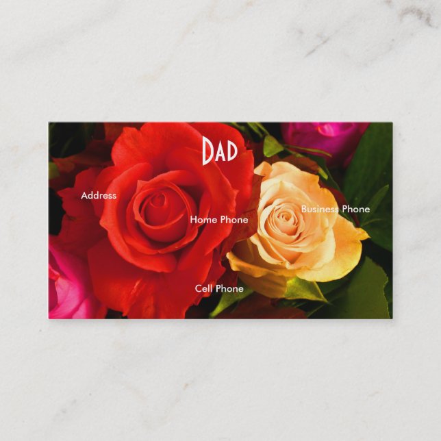 Dad Red Yellow Roses Profile Card (Front)