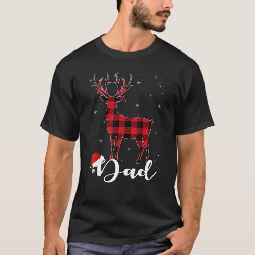 Dad Reindeer Buffalo Red Plaid Christmas Pajama Fa T_Shirt