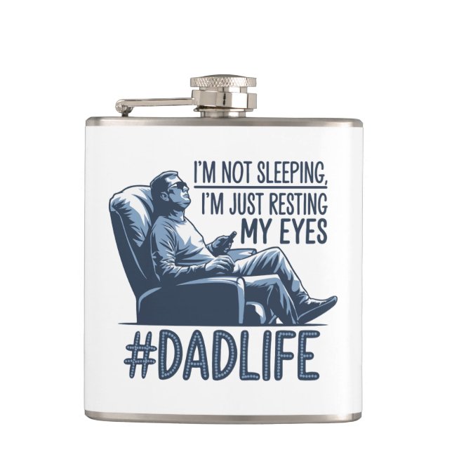 Dad resting eyes funny quote gift flask (Front)