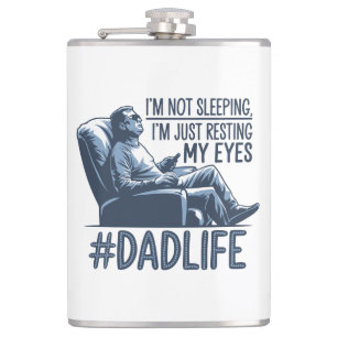 Dad resting eyes funny quote gift flask