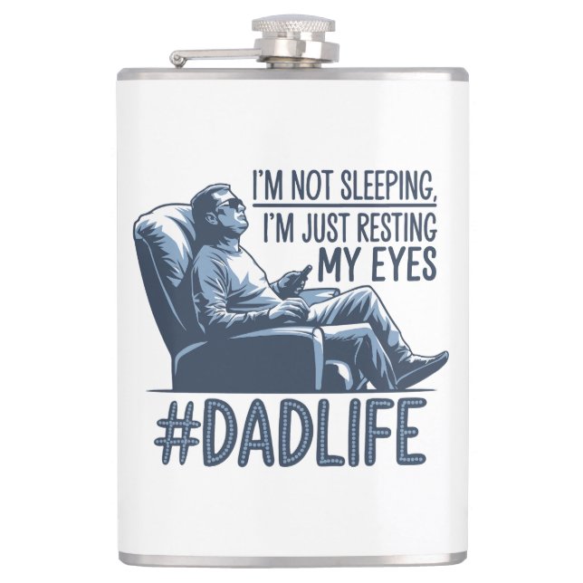 Dad resting eyes funny quote gift flask (Front)