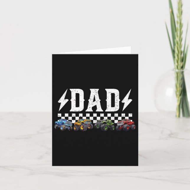 Dad Retro Monster Truck Family Crew Birthday Match Card (Front)