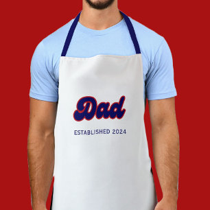 Dad retro red and blue, custom year apron