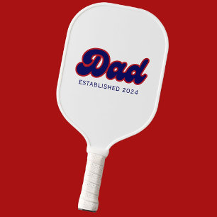 Dad retro red and blue, custom year pickleball paddle