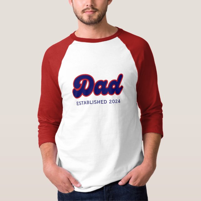Dad retro red and blue, custom year  T-Shirt (Front)
