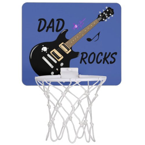 Dad Rocks ElectricGuitar Blue Mini Basketball Hoop