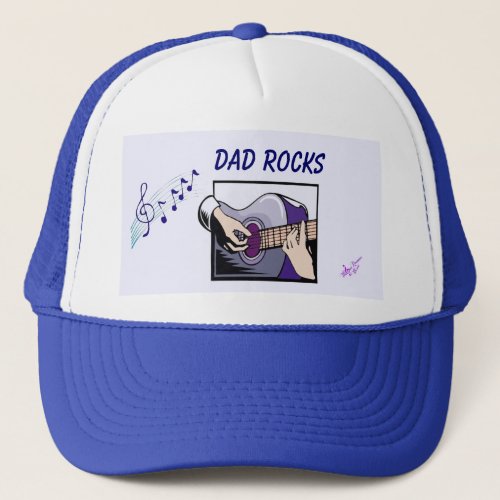 Dad Rocks Guitar Player Trucker Hat