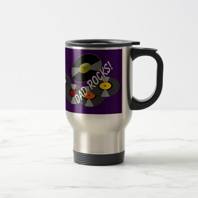 Dad Rocks MoonDreams Retro Records Travel Mug (Right)