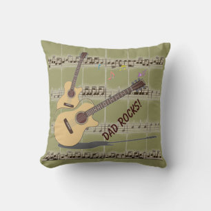 Dad Rocks! Music & Guitars Square Throw Pillow