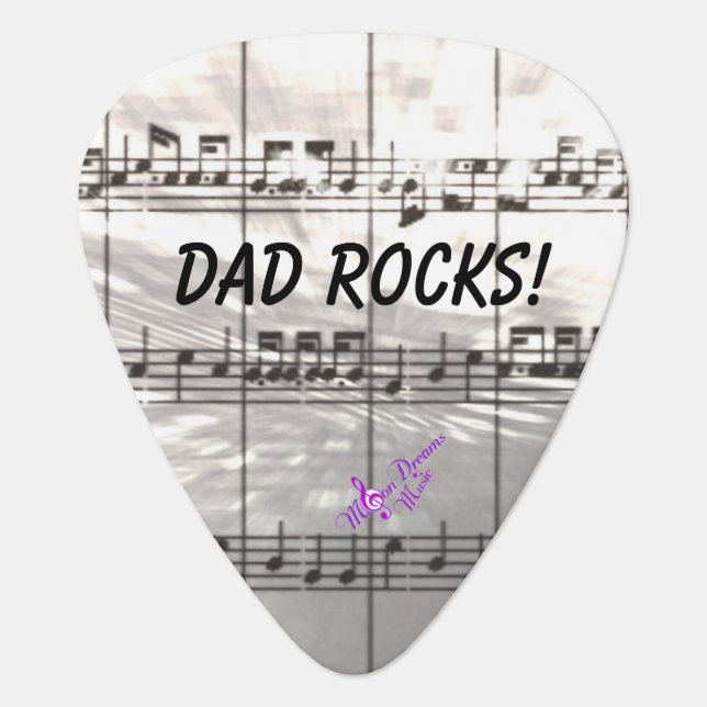 Dad Rocks! Music Notes Guitar Pick (Front)