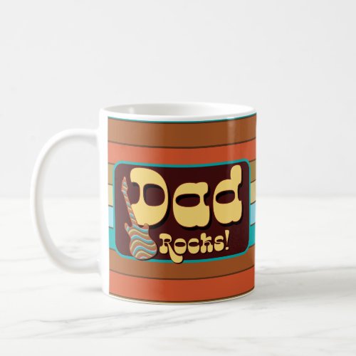 Dad Rocks Psychadelic Retro 70s Design w Guitar Coffee Mug