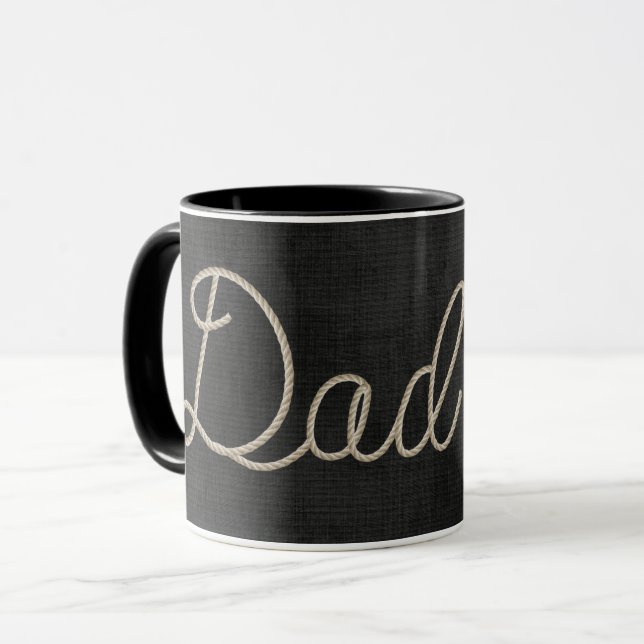 Dad rope font on black mug (Front Left)