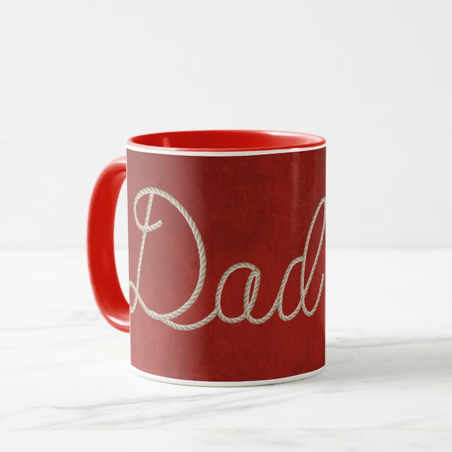 Dad rope font on red mug (Front Left)
