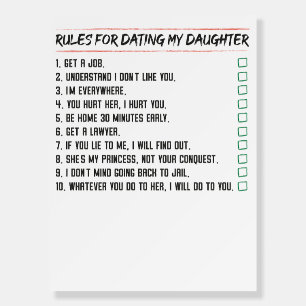 Dad Rules for Dating My Daughter Checklist Edition Foam Board