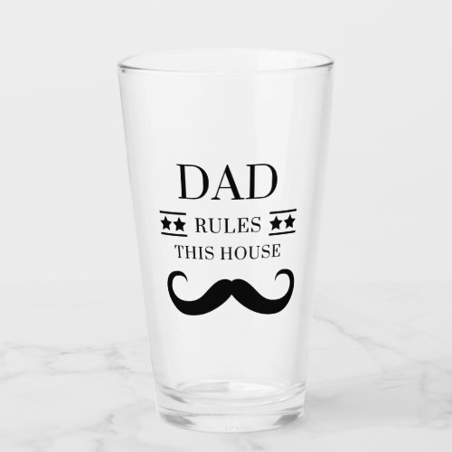 Dad Rules This House Funny Typography Quote Father Glass