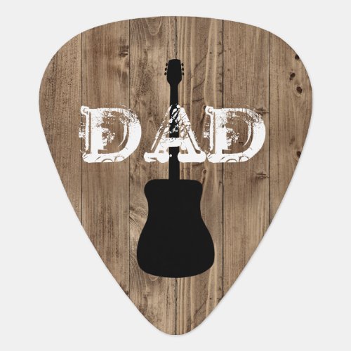 Dad Rustic Country Barn Wood Acoustic Guitar Pick