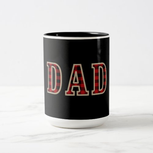 DAD Rustic Red Black Buffalo Checker Squares Two_Tone Coffee Mug