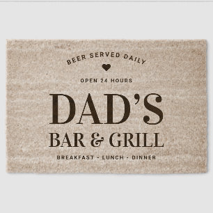 Dad’s Bar & Grill Open 24 Hours Personalized Fiber Doormat
